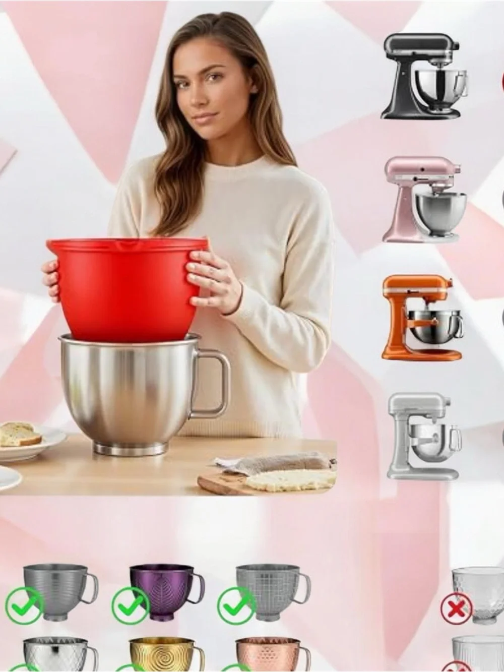 Silicone Red Mixing Bowl with Lid - Kitchen Storage and Prep